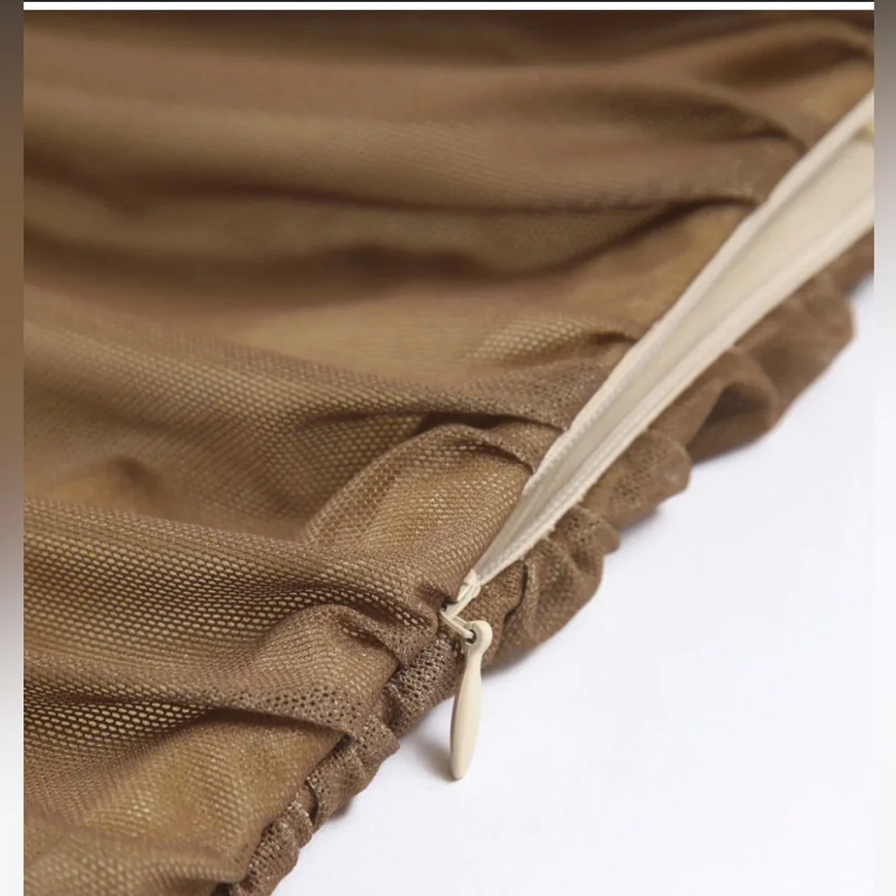 Commense Two-Tone Midi Dress in Beige and Brown - Picture 3 of 4